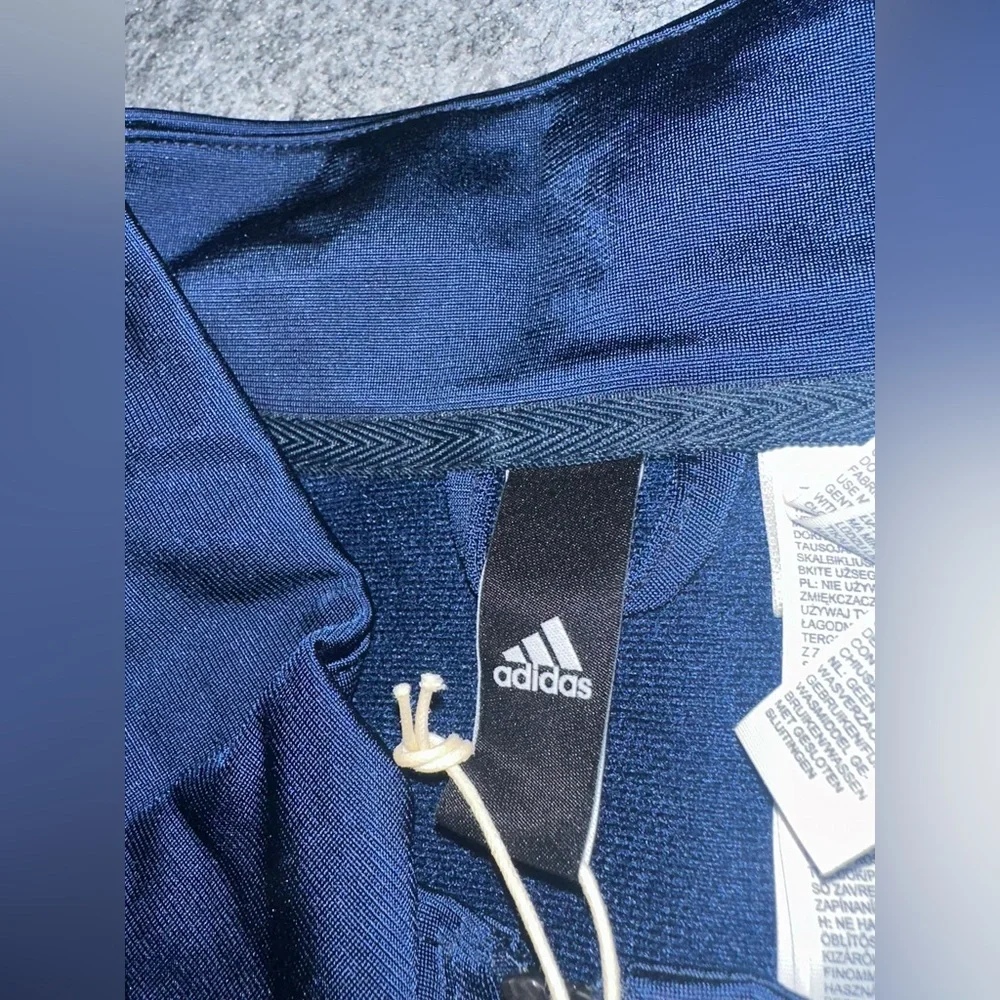 NWT Men’s Adidas Blue/White Stripes Training Track Full Zip Jacket - 4XLT